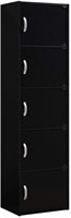 5-Shelf Bookcase Cabinet, Black