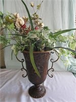Brass Urn With Artifical Flowers