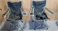2 Matching Folding Green Camp Chairs