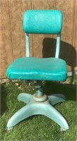 1950s Turquoise Machinist Metal Adjustable Chair