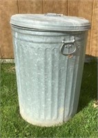 25" Galvanized Metal Garbage Can W/Lid