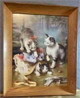 Early German Kitten Cat Print Framed