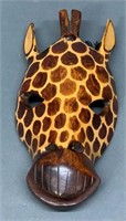11" African Wood Giraffe Mask