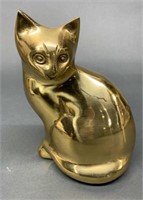8" Brass Abstract Cat Statue