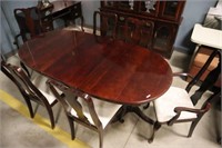 Modern Mahogany double pedestal table & chairs
