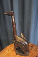 Modern hand carved Bird figural Solid Mahogany