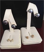 4 Pair 14K Earrings with Pearls 8.3 TW