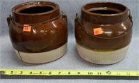 2- Stoneware Bean Pots- No Lids