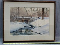 Watercolor Deer/ Winter Scene 39x32- Joe Cmeyla