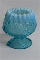 Early Pressed Glass Opalescent Aqua Rose Bowl