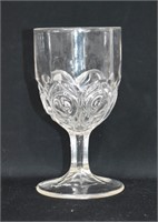 Early Pressed Glass Goblet "Notched Bull's Eye"