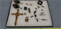 Old Cross, Pins, Ear Rings, & Misc. Jewelry
