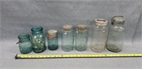 7- Antique Blue & Clear Jars