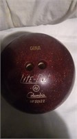 Bowling ball and bag ball says GINA