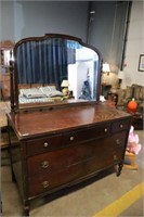 Antique 5 Drawer dresser with mirror 52"wx24dx36h