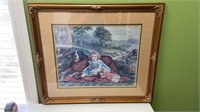 VICTORIAN CHROMOLITHOGRAPH YOUNG Girl With St.