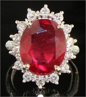 14kt Gold 11.43 ct Oval Ruby & Diamond Ring