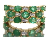 14kt Gold Natural 1.36 ct Emerald & Diamond Ring