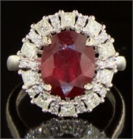 14kt Gold 5.61 ct Oval Ruby & Diamond Ring