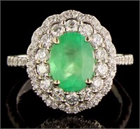 14kt Natural Emerald& Diamond Ring Gold 1.72 ct