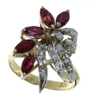 14kt Gold Natural 1.50 ct Ruby & Diamond Ring