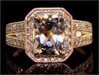 14K Rose Gold 2.25 ct Morganite and Diamond Ring