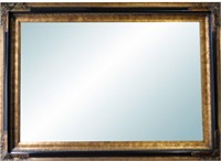 Fine Gilt and Ebony Wood Beveled Mirror. 31 x 43"