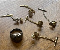 Tie Clips and Sterling Ring