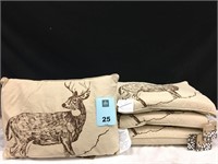 Lot of 4 DEER Printed Woodland Pillows