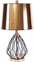 Geometric Cage Table Lamp w/Copper Shade