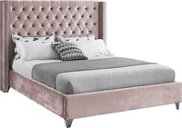 Velvet Upholstered Bed Full, Pink