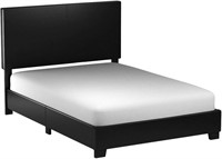Upholstered Panel Bed in Black, Queen