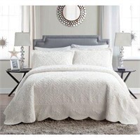 Qn Sz Ivory Sharron Geometric 2 Piece Coverlet