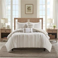 King Sz Lt Rbn Anslee Cotton 3 Piece Comforter