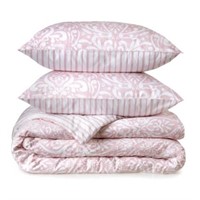 King Sz Peach Avery Medallion Reversible Duvet