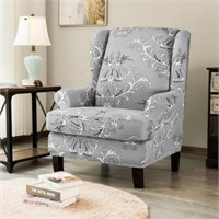 Pattern T-cushion Wingback Slipcover Gry