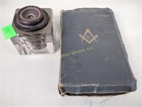 Vintage Inkwell, masonic book
