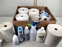 Fill and seal foam sealant new, paper towels,