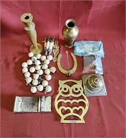Brass Vase, Porcelain Knobs & Handles