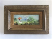 Vintage Enamel on Copper Framed Painting