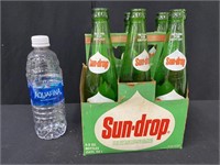 Vintage Sun-Drop Cardboard Carrier and Bottles