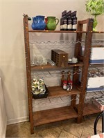 Wooden shelf with wine rack. No contents