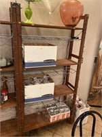 Wooden shelf with wine rack. No contents