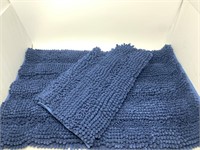 New navy chenille super soft two piece bath mat