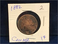 1882 Canadian one cent piece