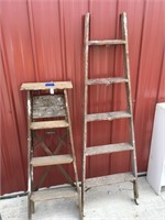 4ft Wood Step Ladder and Part of 6ft Ladder