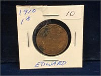 1910 Canadian one cent piece