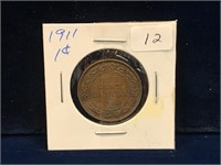 1911 Canadian one cent piece