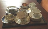 TRAY OF DEMITASSE CUPS AND SAUCERS