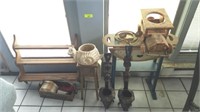 GROUP LOT- WOODEN DECOR, POTTERY, MISC